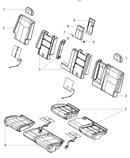 2012 Dodge Durango HEADREST-Second Row Diagram for 1WK62BD3AA