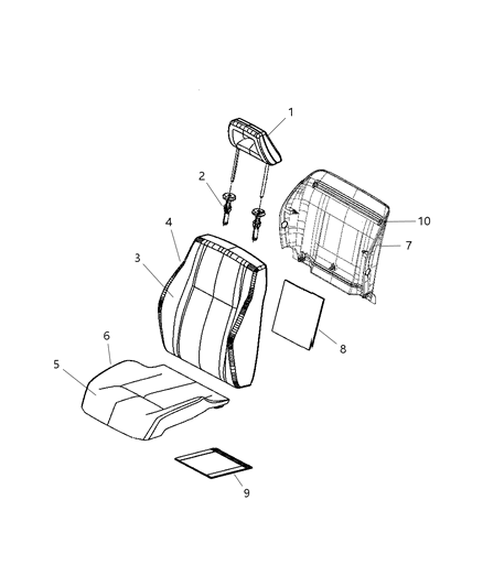 2008 Jeep Patriot Front Seat Back Cover Diagram for 1HS651K2AA