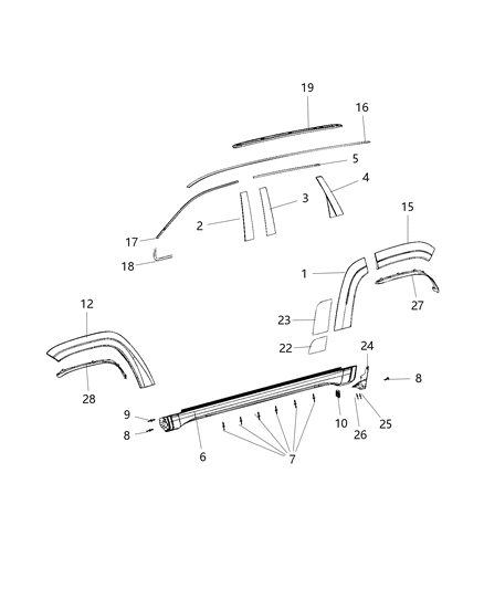 2018 Jeep Grand Cherokee Exterior Ornamentation Diagram 1