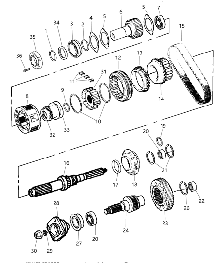 2001 Dodge Ram 2500 Quad & Club Cab Gear Train Diagram 2