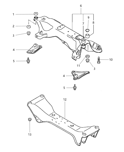 2000 Chrysler Sebring Frame, Front And Rear Diagram