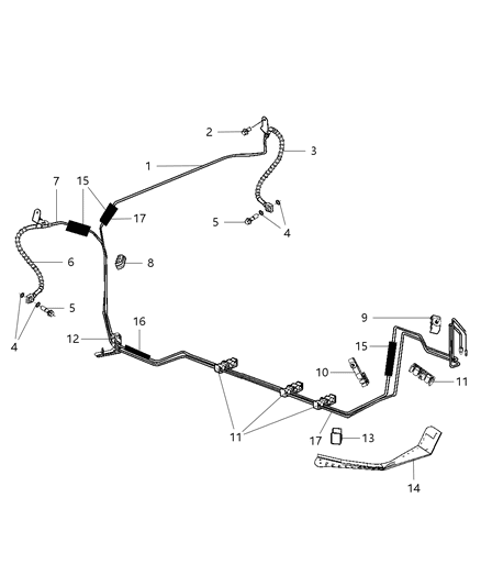 2011 Dodge Charger Brake Tubes, Rear Diagram