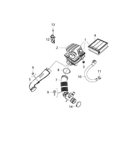 2015 Jeep Renegade Clean Air Duct Diagram for 68274912AA