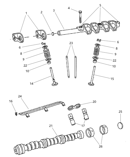 2000 Dodge Caravan Camshaft & Valves Diagram 4