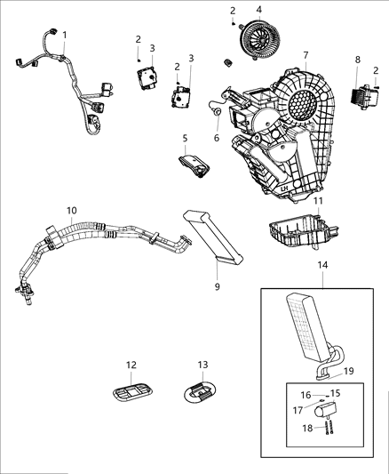 2017 Dodge Grand Caravan A/C & Heater Unit Rear Diagram