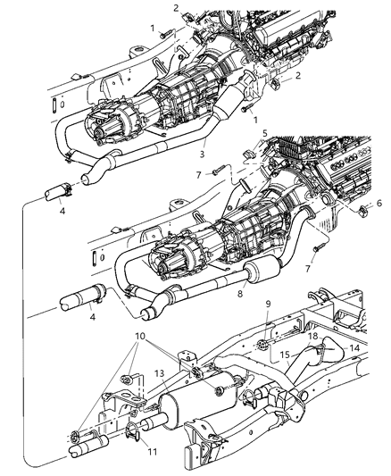 2005 Dodge Ram 1500 Converter-Exhaust Diagram for 55366326AB