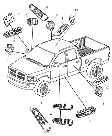 2006 Dodge Ram 2500 Switches Body Diagram