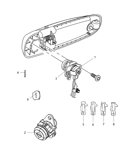 2009 Dodge Ram 4500 Front Door Lock Cylinders & Related Diagram