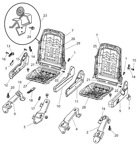 2008 Dodge Durango Risers - Miscellaneous Front Seat Attachments Diagram