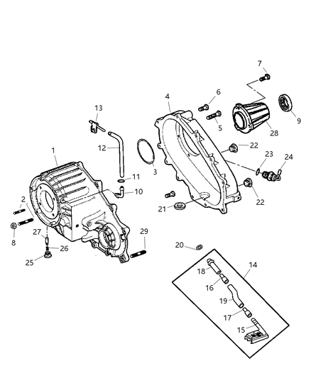 2007 Dodge Ram 3500 Pickup Case Front , Rear & Related Parts Diagram 1