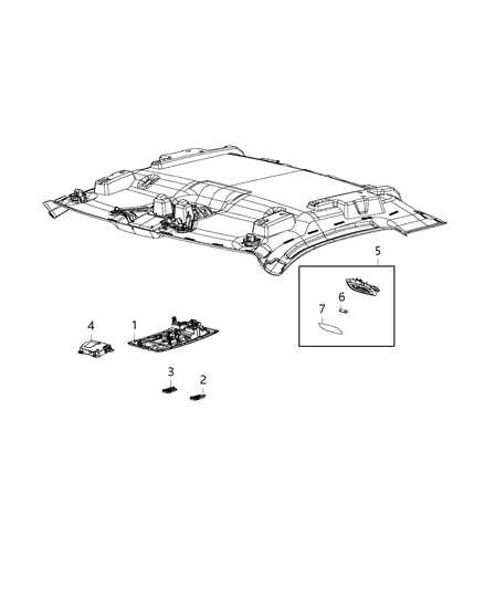 2019 Ram 1500 Classic Lamps, Interior,Overhead Diagram 4