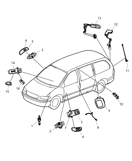 2003 Chrysler Town & Country Switch-LIFTGATE Latch Diagram for 5080529AA