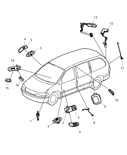 2003 Chrysler Town & Country Knob-Power Seat Switch Diagram for 4685382AB