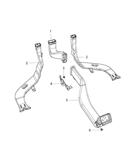 2020 Jeep Cherokee Ducts, Rear Diagram
