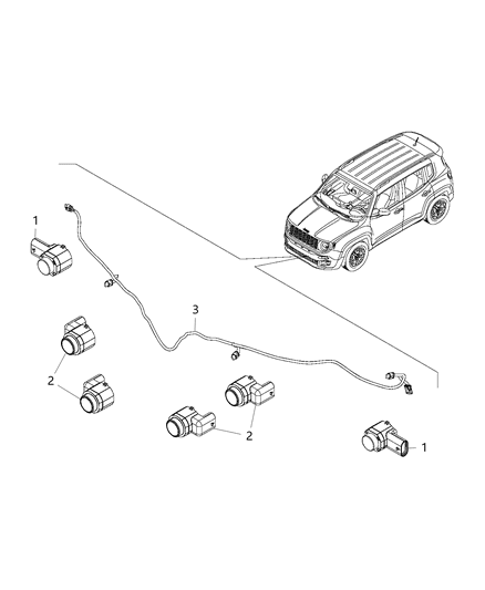 2017 Jeep Renegade Park Assist, Front Diagram