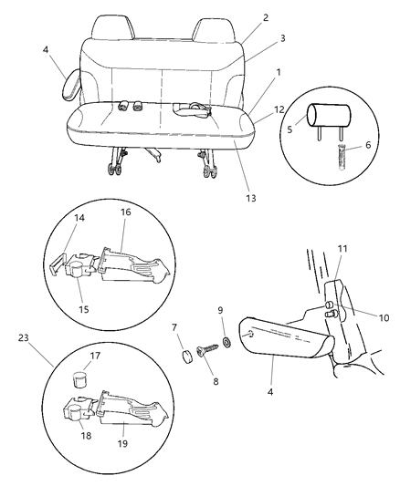 2003 Chrysler Voyager Holder-Cup Holder Diagram for 5103324AA