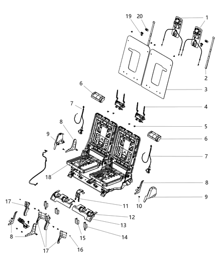 2017 Dodge Durango Strap-Seat Pull Diagram for 1YA26DX9AA