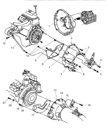 1999 Dodge Dakota Housing & Pan, Clutch Diagram