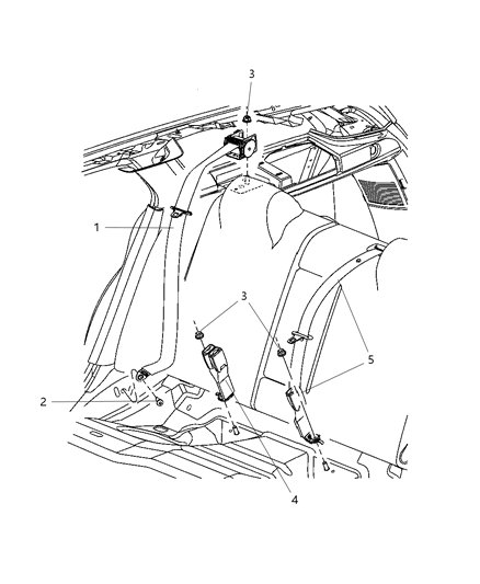 2008 Dodge Magnum Rear Seat Belt Diagram for 1BY481D1AB