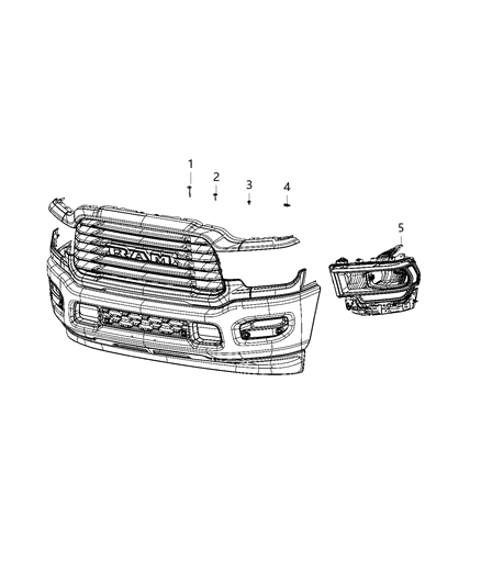 2020 Ram 2500 Lamps, Front Diagram 4