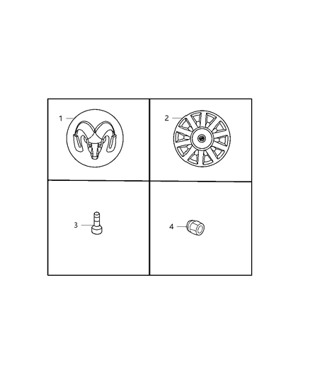 2008 Dodge Caliber Wheel Covers & Center Caps Diagram