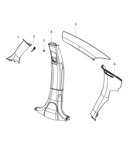 2020 Dodge Charger Molding-A Pillar Diagram for 6RX96DX9AA