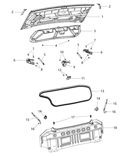 2015 Dodge Challenger Deck Lid & Related Parts Diagram