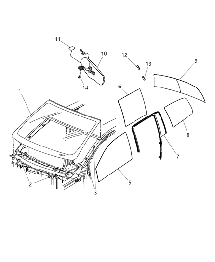 2008 Dodge Durango Windshield-Shipping Assembly - 30 Lite Diagram for 5114521AB