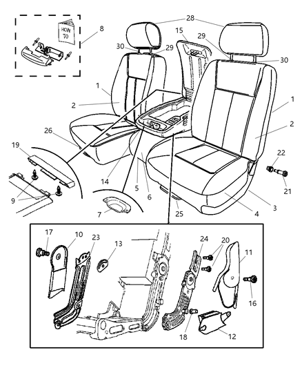 2006 Dodge Dakota Seat Back-Front Seat Diagram for 1EC501J3AA