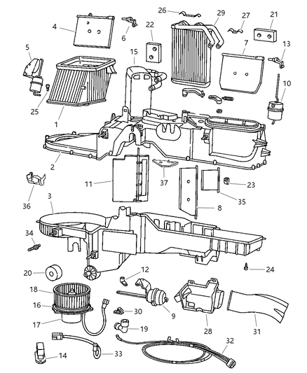 1998 Dodge Ram 2500 Air Conditioning & Heater Unit Diagram