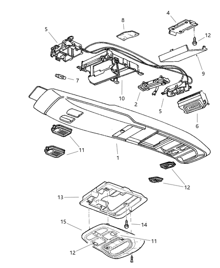 1998 Jeep Grand Cherokee Console, Overhead Diagram