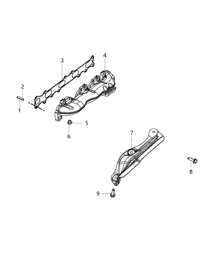 2016 Jeep Cherokee Exhaust Manifold & Heat Shield Diagram 1