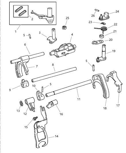 1998 Chrysler Sebring Fork & Rail Diagram