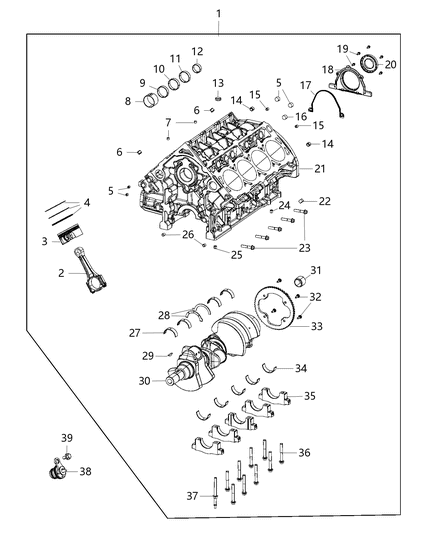 2018 Dodge Challenger Engine Cylinder Block And Hardware Diagram 1
