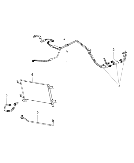 2018 Ram 3500 Cab Chassis(<10K lb.) Transmission Oil Cooler & Lines Diagram 2