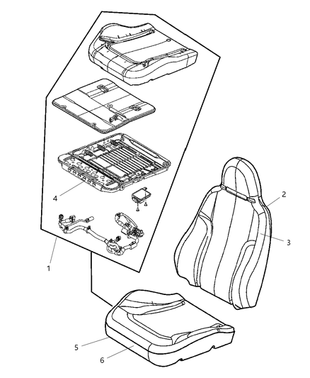 2005 Jeep Liberty Front Seat, Cloth, High Back Diagram 1