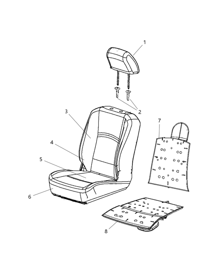 2012 Ram 1500 Front Seat Cushion Cover Diagram for 5LC61GTVAA