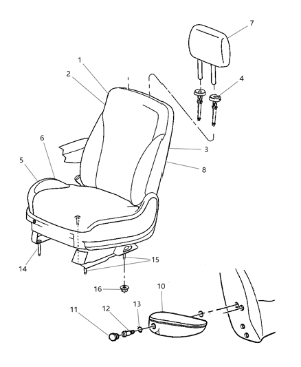 2006 Chrysler Pacifica Seat Cushion Foam Diagram for 5143247AA