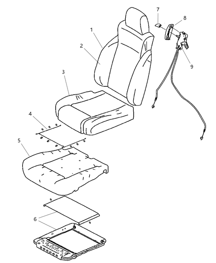 2006 Jeep Wrangler Front Seat Back Cover Diagram for 1FG081J3AA