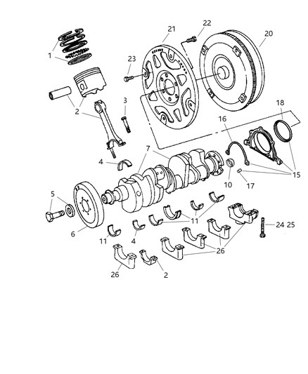 2006 Dodge Magnum Crankshaft , Piston & Torque Converter Diagram 3