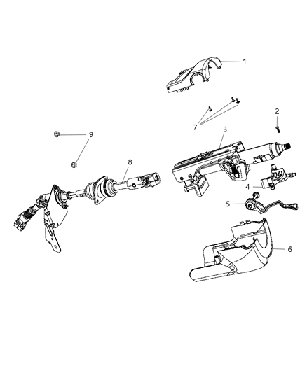 2009 Jeep Grand Cherokee Steering Column & Intermediate Shaft Diagram