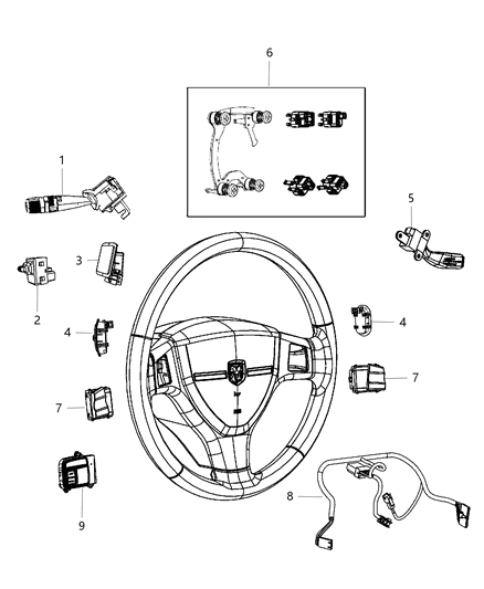 2012 Ram 1500 Wiring-Steering Wheel Diagram for 68163713AA