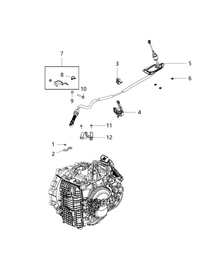 2016 Ram ProMaster City Gearshift Lever, Cable And Bracket Diagram