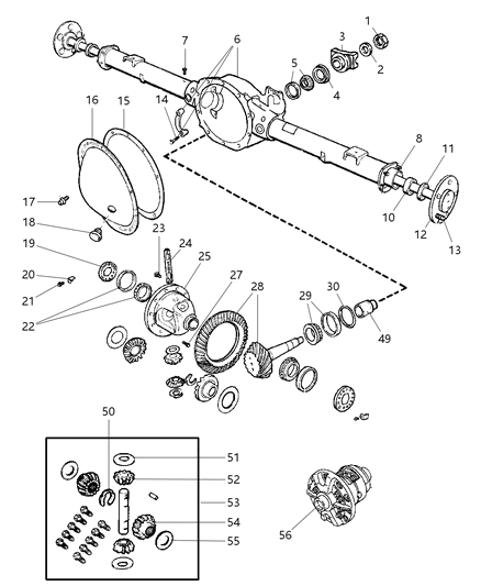 2004 Dodge Ram 1500 Axle Housing, Rear, With Differential Parts Diagram 1