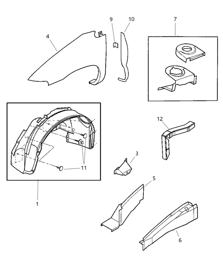 2004 Dodge Grand Caravan Front Fender & Shield Diagram