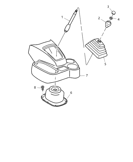 2008 Dodge Ram 2500 Gear Shift Boot , Knob And Bezel Diagram