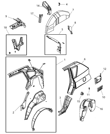 2010 Jeep Compass Rear Aperture (Quarter) Panel Diagram