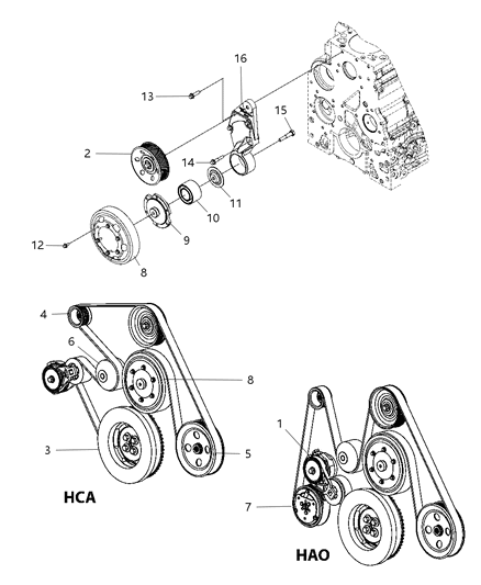 2009 Dodge Ram 3500 Cab Chassis Pulley & Related Parts Diagram 2
