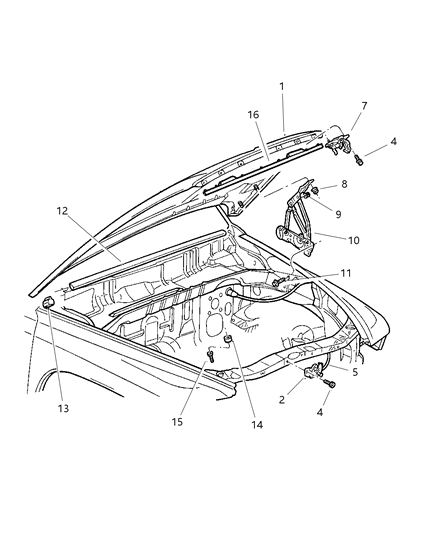 2003 Dodge Durango Seal-Hood Diagram for 5102191AA