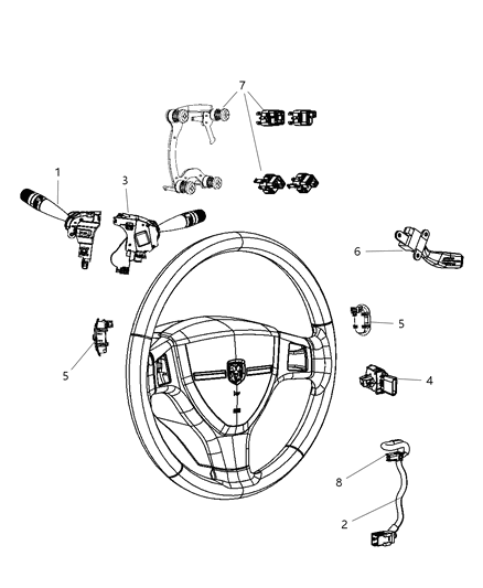 2009 Jeep Compass Switches - Steering Column & Wheel Diagram